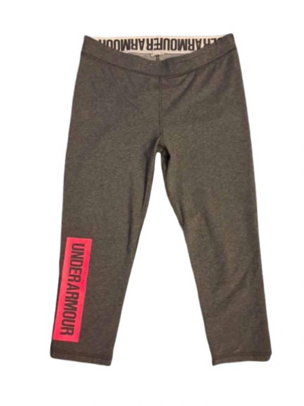 Under Armour Girls' Gray Capri Leggings with Pink Logo Small